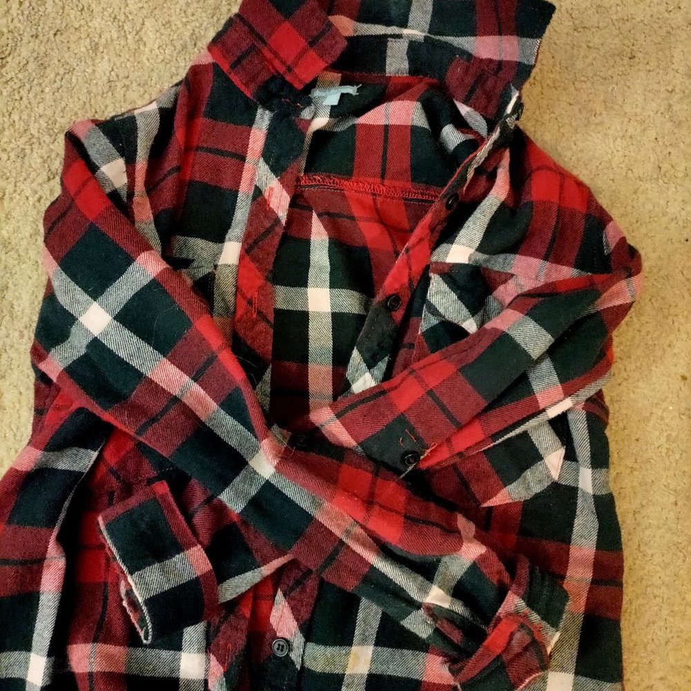 Red plaid button down